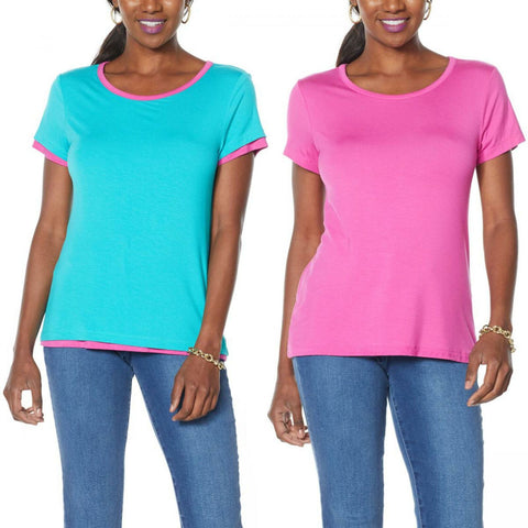 IMAN Women's Reversible Global Chic Double Layer T-Shirt