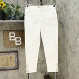 DG2 by Diane Gilman Cropped Skinny Jeans with Studded Side Gusset White 8