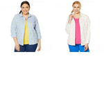 Lemon Way Women's Plus Size 365 Poplin Stretch Embroidered Button Down Shirt