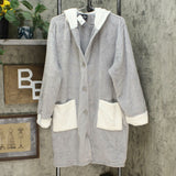 Soft & Cozy Women's Plus Size Hooded Button Front Robe With Pockets