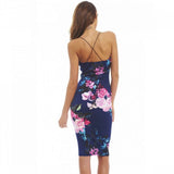 AX Paris Women's Bodycon Floral Plunge Front Cross Back Dress
