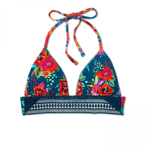 Xhilaration Women's Crochet Trim Triangle Bikini Top