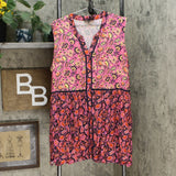 DG2 by Diane Gilman Women's Mixed Print Button-Down Tunic Top Pink Multi 2X