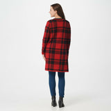 Denim & Co. Women's Studio Plaid Jacquard Open-Front Cardigan Sweater