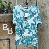 DG2 by Diane Gilman Women's Short-Sleeve Floral Print Top