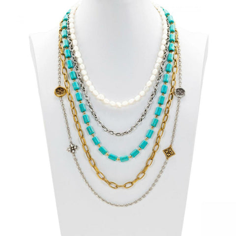 Patricia Nash Floret Charm Long Modular Necklace