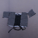 Xhilaration Smocked Underwire Off The Shoulder Bikini Top Black Stripe Small