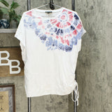 DG2 by Diane Gilman Women's Tie Dye Side Tie T-Shirt White Small