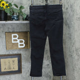 LOGO by Lori Goldstein Women's Tuxedo Stripe Straight Leg Jeans Black 10