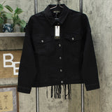 DG2 by Diane Gilman Women's Fringed Star Stretch Denim Jean Jacket