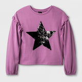 Art Class Girls Raw Edge Ruffle French Terry Sweatshirt XL (14/16) Sequins