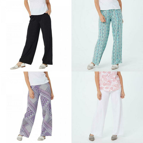 Denim & Co. Plus Petite Pull-On Wide Leg Beach Pants