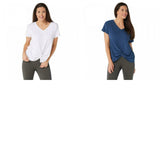 AnyBody Women's Knitted Jersey V-Neck Short Sleeve Twist Front T-Shirt