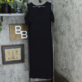 Du Jour Women's Scoop Neck Cold Shoulder Rib Knit Midi Dress Black Small