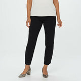 Dennis Basso Plus Size Luxe Crepe Pull-On Lace Insert Ankle Pants Black 2X