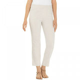 Hilary Radley Women's Stretch Seersucker Pull On Ankle Pants Beige Stripe Small