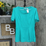 Isaac Mizrahi Live! Women's Short-Sleeve Seamed Peplum Knit Top