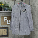 Dennis Basso Water Resistant Embellished Gingham Anorak Black/ White XXS