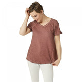 LOGO by Lori Goldstein Distressed Cotton Slub Top With Raglan Seam
