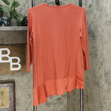 LOGO by Lori Goldstein Rayon 230 Top Asymmetric Satin Hem Coral Medium