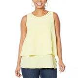 DG2 by Diane Gilman Women's Plus Size Mixed Media Easy Tank Blouse