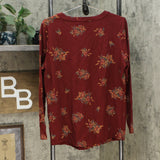 Denim & Co. Women's V-Neck Printed Waffle Knit Henley Shirt