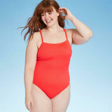 Kona Sol Women's Rib Square Neck Medium Coverage One Piece Swimsuit