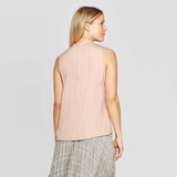 A New Day Women's Regular Fit Sleeveless Mock Neck Satin Blouse Pink Medium