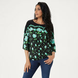 Bob Mackie Women's Rose Trellis Print Knit Top