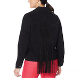 DG2 by Diane Gilman Women's Fringed Star Stretch Denim Jean Jacket