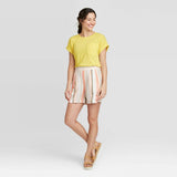 A New Day Women's Mid Rise Linen Pull On Shorts