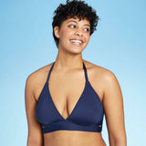 Kona Sol Women's Faux Wrap Halter Bikini Top Navy Large