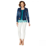 Colleen Lopez Women's Embroidered Denim Moto Jacket