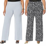 IMAN Women's Plus Size 2 Pack Global Chic Luxury Resort Palazzo Pants