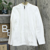 Charles River Women's Faux Fur Trim Full Zip Hoodie Fleece Jacket White Medium