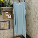 MarlaWynne Women's Matte Jersey Sleeveless Dress With Pockets Sea Blue XL