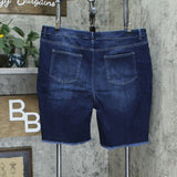 LOGO by Lori Goldstein Plus Size Bermuda Jean Shorts With Frayed Hem