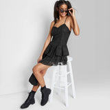 Wild Fable Women's Sleeveless Tiered Jacquard Fit & Flare Dress