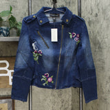 Colleen Lopez Women's Embroidered Denim Moto Jacket