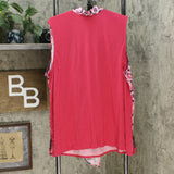 DG2 by Diane Gilman Colorblock Print and Solid Tank Top with Scarf Berry Plus 2X