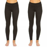 Felina Women's 2 Pack Wide Waistband Sueded Lightweight Leggings Black XL