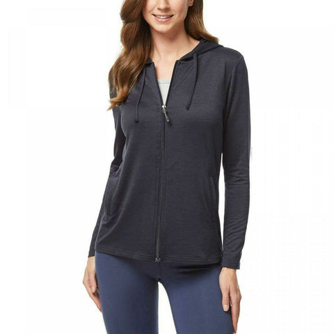 32 Degrees Cool Women's Ultra Soft Full Zip Hoodie Heather Black Medium