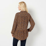 LOGO by Lori Goldstein Women's Stretch Woven Button Front Blouse
