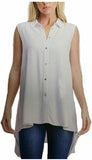Fever Women's Sleeveless Button Up Blouse White XXL