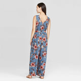 Xhilaration Women's Floral Print Sleeveless Deep V-Neck Jumpsuit