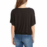 Jessica Simpson Women's Esther Ruched Bottom Short Sleeve T-Shirt Black Large