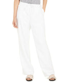 Charter Club Women's Linen Drawstring Waist Pants Bright White Large