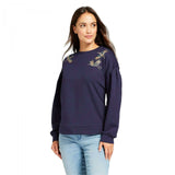 A New Day Women's Embellished Crane Pullover Sweatshirt Navy XXL