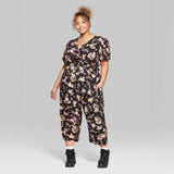 Wild Fable Women's Floral Print Half Sleeve V-Neck Jumpsuit