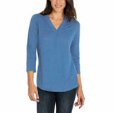 Orvis Women's 3/4 Sleeve V Neck Linen Blend T-Shirt Moonlight Blue Small